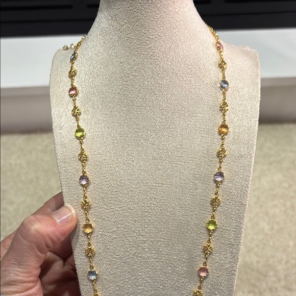 Jewelry - NEW 18k gold filled clover colorful crystal jolly 24” w/ 2” ext necklace